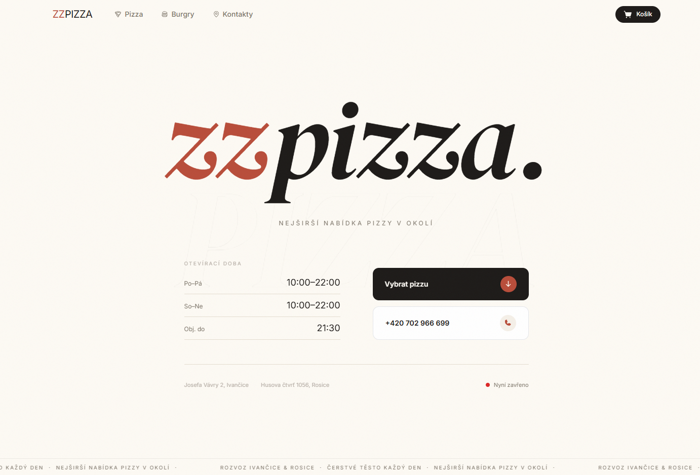 ZZPizza website preview